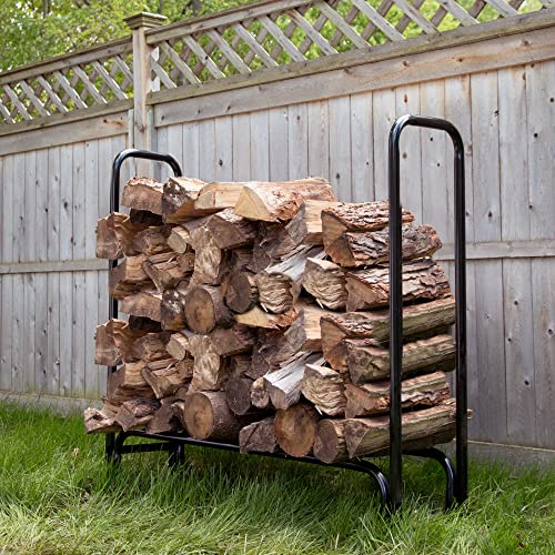 Pure Garden 4 Foot Firewood Log Rack, Black