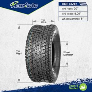 MaxAuto 2Pcs 20x8-8 20x8x8 Lawn Mower Cart Turf Tires P332 4PR Load Range B