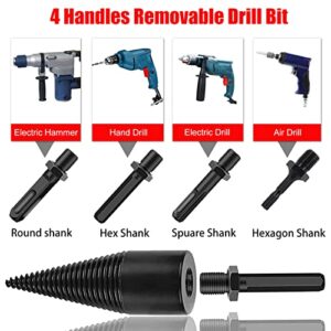 Firewood Log Splitter Drill Bit, 5Pcs Removable Wood Splitters Drill Bits Heavy Duty for Electric Drills, Kindling Splitting Bit Carbon Steel Cones Screw with Round + Square + Hex Shank 1.26inch