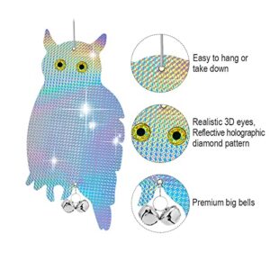 Bird Scare Device, Hanging Reflector Board to Scare Bird Away, Reflective Owl Scarecrow Keep Bird Away from Garden, Patio, Windows, Balcony, Orchard