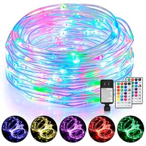 mlambert 99ft led rope lights outdoor, 16 colors rgb remote control fairy string lights plug in with 300 leds, waterproof, super durable for bedroom patio halloween christmas tree garden yard decor