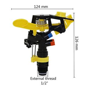 YFQHDD 1 Pc Double Outlet Rocker Nozzle 360 Degrees Rotary Jet Nozzle Agricultural Garden Irrigation Sprinklers with 1/2" Male Thread