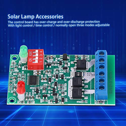 FECAMOS Solar Lamp Panel Circuit Board, High Stability Over Charge Protection Lithium Battery 3 Modes Adjustable Solar Lamp Controller Module for Garden Lights