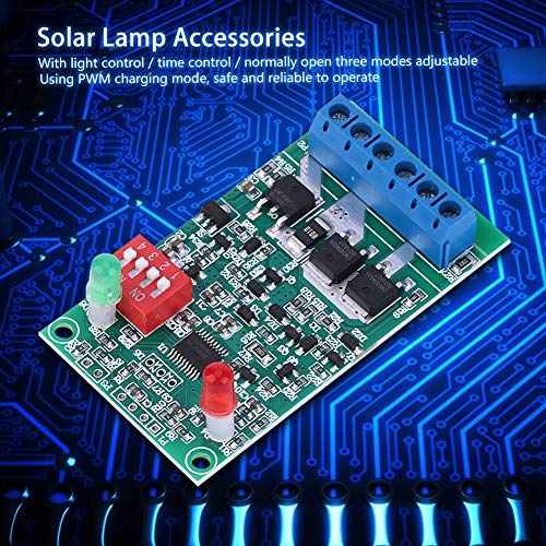 FECAMOS Solar Lamp Panel Circuit Board, High Stability Over Charge Protection Lithium Battery 3 Modes Adjustable Solar Lamp Controller Module for Garden Lights