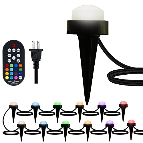 Enbrighten LED Mini Ground Lights, 36 Mini Path Lights, 92ft, Color Changing, Remote Control, Outdoor Path Lighting, 41357