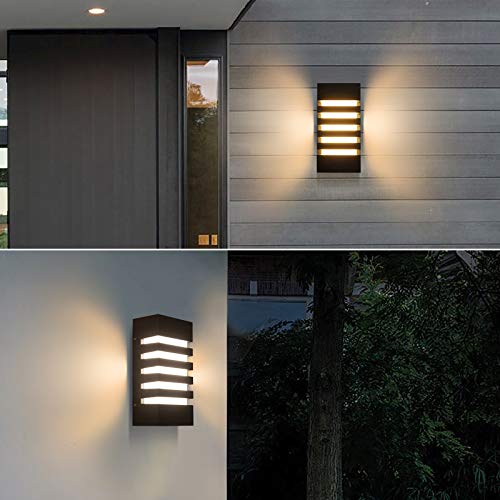 HUADEEC Outdoor Wall Light 12W LED Modern Wall Sconce Lamp Exterior Wall-Mounted Garden Corridor Porch Patio Light Waterproof LED Wall Light Fixture for Outdoor Lighting Warm White 300lm