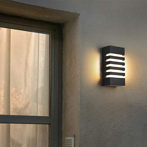 HUADEEC Outdoor Wall Light 12W LED Modern Wall Sconce Lamp Exterior Wall-Mounted Garden Corridor Porch Patio Light Waterproof LED Wall Light Fixture for Outdoor Lighting Warm White 300lm