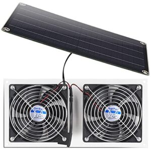 solar panel fan kit, antpay 10w weatherproof dual fan with 11ft/3.5m cable for small chicken coops, outside, greenhouses, sheds,pet houses, window exhaust