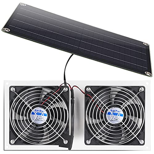 Solar Panel Fan Kit, AntPay 10W Weatherproof Dual Fan with 11Ft/3.5m Cable for Small Chicken Coops, Outside, Greenhouses, Sheds,Pet Houses, Window Exhaust