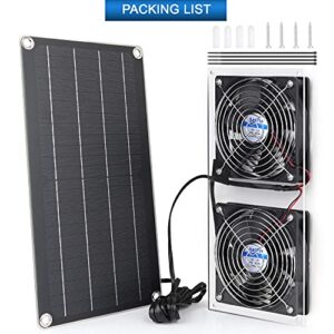 Solar Panel Fan Kit, AntPay 10W Weatherproof Dual Fan with 11Ft/3.5m Cable for Small Chicken Coops, Outside, Greenhouses, Sheds,Pet Houses, Window Exhaust