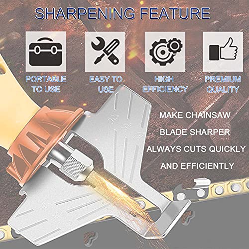 Chainsaw Sharpening Attachment Kit - 8Pcs Chain Saw Blade Teeth Sharpener Set with Angle Guide and Diamond Burr Grinding Stone Files, Drill Power Tool Accessories for Gardening Lawn Mower Chainsaw