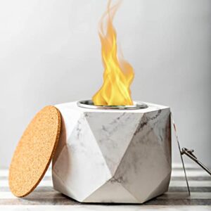 kate’s home portable tabletop fire pit | concrete bowl fireplace for outside and inside rubbing alcohol mini solo bonfire burning pot personal smores maker stone decor patio, balcony (fb101)