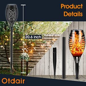 Otdair Solar Torch Lights with Flickering Flame, 12 Packs 12LED Tiki Torch Solar Lights Outdoor, IP65 Waterproof Mini Solar Torch Light Auto On/Off for Garden, Patio, Yard, Pathway