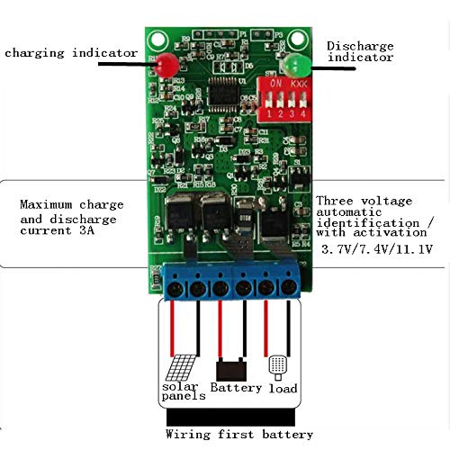 Taidacent PWM Solar Charge Controller 3.7V7.4V11.1V Lithium Battery Solar Charger Controller Solar Garden Light Circuit Board 3A Solar Battery Regulator