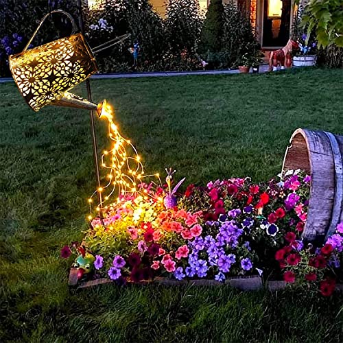 SunKite Solar Watering Can Lights with LEDs, Retro Hanging Lantern Lights, Waterproof Decor for Outdoor,Yard,Pathway,Patio,Garden,Lawn,Flower Bed with 36 inch Shepherd Hook (Warm White)