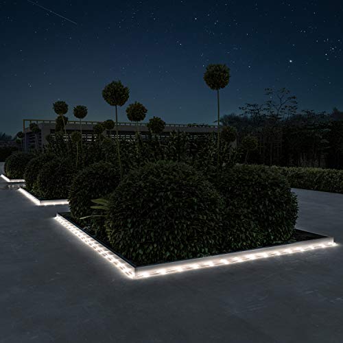 Pure Garden 50-LG1008 Outdoor Rope Solar Powered Cable String 100 LED Lights with 8 Modes for Patio Backyard, Garden, Events (Cool White)