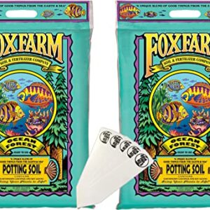 FoxFarm Ocean Forest Potting Soil Mix Indoor Outdoor for Garden and Plants | Plant Fertilizer | 12 Quarts (2 Pack) | + The Hydroponic City Stake