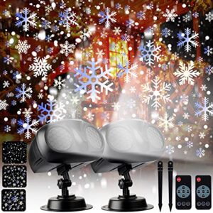 2 pack christmas dynamic snowflake projector lights ip65 waterproof holiday projector lights outdoor spotlight with remote controls for christmas indoor outdoor holiday garden party decorations