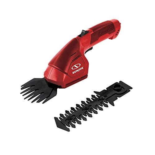 Sun Joe HJ604C-RED 7.2V Cordless 2-in-1 Grass Shear, Hedge Trimmer, Red