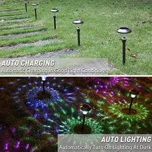 ROOKROME Solar Pathway Lights Outdoor,Bright Waterproof Glass Auto Color Changing LED Garden Light for Yard, Walkway, Patio, Path, Driveway, Lawn Landscape Decoration(4 Pack)