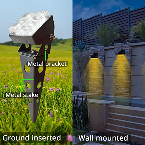 Solar Spot Lights Outdoor Waterproof IP65 Landscape Spotlights with Metal Stake 42ft Cable 3-in-1 Warm White Auto On/Off Dusk to Dawn Flag Pole Uplights for Trees Garden Yard Landscape Downlight