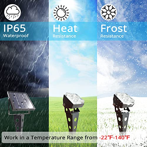 Solar Spot Lights Outdoor Waterproof IP65 Landscape Spotlights with Metal Stake 42ft Cable 3-in-1 Warm White Auto On/Off Dusk to Dawn Flag Pole Uplights for Trees Garden Yard Landscape Downlight