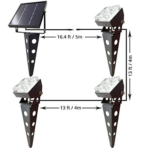 Solar Spot Lights Outdoor Waterproof IP65 Landscape Spotlights with Metal Stake 42ft Cable 3-in-1 Warm White Auto On/Off Dusk to Dawn Flag Pole Uplights for Trees Garden Yard Landscape Downlight