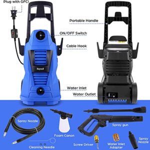 Pressure Washer ,Suyncll High Power Washer 2.5GPM Electric Pressure Washer Power Washers Machine with Adjustable Nozzle Soap Bottle for Homes, Cars, Driveways, Patios and Garden (Blue)