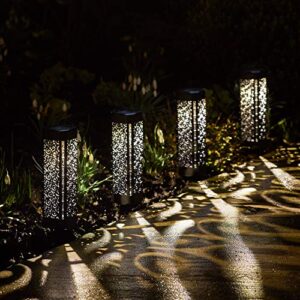 lights4fun, inc. set of 4 moroccan solar powered led outdoor waterproof garden pathway landscape lights
