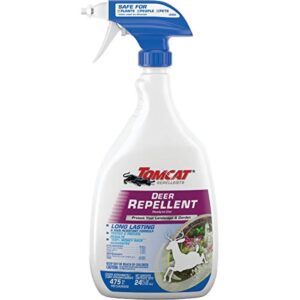 tomcat repellents deer repellent ready-to-use1 spray – repels deer and rabbits, contains essential oils, protects garden and landscape, no stink, rain-resistant, 24 fl. oz.