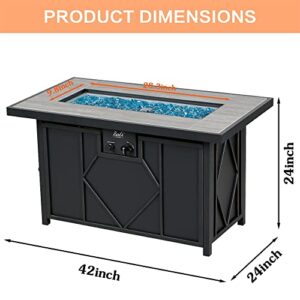 BALI OUTDOORS Propane Fire Pit 60,000 BTU Gas Fire Pit Table with Ceramic Tile Tabletop, Rectangle Gas Firepit Table for Garden/Patio