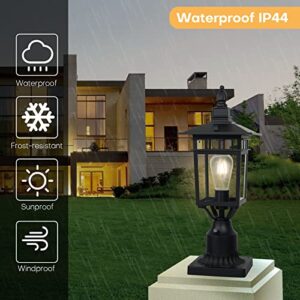 Krychiler Outdoor Dusk to Dawn Post Light with Pier Mount Base, 2 Pack Waterproof Dusk to Dawn Lamp Posts Outdoor Lighting Lamp Post Light Fixture for Garden Park Driveway Pathway