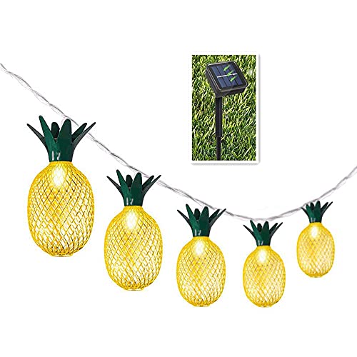 BIMEE Pineapple Solar String Lights 15ft 20 LEDs Waterproof Solar Powered Fairy String Lights Hanging Lights for Outdoor Garden Patio Landscape Home Wedding Birthday Party Decoration (Warm White)