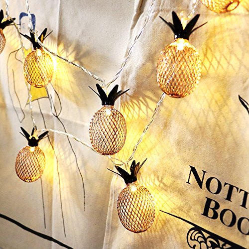 BIMEE Pineapple Solar String Lights 15ft 20 LEDs Waterproof Solar Powered Fairy String Lights Hanging Lights for Outdoor Garden Patio Landscape Home Wedding Birthday Party Decoration (Warm White)