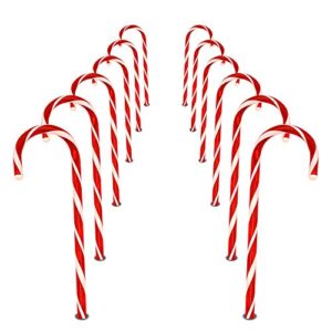 Joiedomi 12 Sets Christmas Candy Cane Pathway Markers Lights, 12” Christmas Stakes Lights, Outdoor Christmas Decorations Lights for Holiday Xmas Indoor Yard Patio Garden Walkway