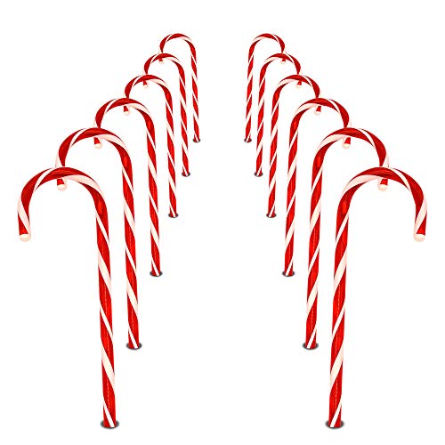 Joiedomi 12 Sets Christmas Candy Cane Pathway Markers Lights, 12” Christmas Stakes Lights, Outdoor Christmas Decorations Lights for Holiday Xmas Indoor Yard Patio Garden Walkway