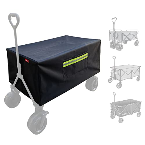 Mamiko Folding Waterproof Wagon Cart Cover, Garden Wagon Covers, 54" L x 22" W x 20" H,Waterproof, Water, Dust and Heat Insulation, Reflective Strip Cover(Cover only, Accessories not Included)