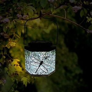 Solar Lantern Lights Outdoor Hanging Solar Powered Lanterns Decor Garden Waterproof LED Lights Solar Lanterns with Dragonfly Style Garden Solar Lanterns for Patio Yard Courtyard Porch Table