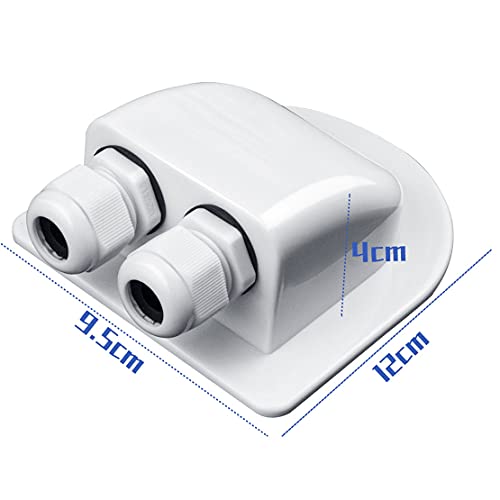 ILSSLI Solar Cable Entry Gland, Waterproof Solar Double Cable Connector Cover Solar Photovoltaic Plastic Bracket Curved ABS Dual Cable Entry Housing for Solar Panels of RV, Caravan Boat