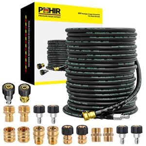 pohir pressure washer hose 70ft, garden water hose adapter 14 pack full set, 3/8 power washer quick disconnect kit with m22 swivel to 3/8” quick connect fittings, 3/4″ to quick release