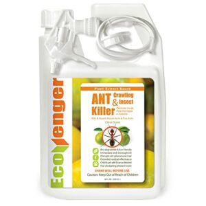 ecovenger ant killer & crawling insect killer, 32oz ready to use, indoor & outdoor, kills & repels, lasting prevention, natural & non-toxic plant based formula, pleasant citrus scent