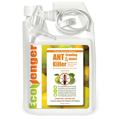 EcoVenger Ant Killer & Crawling Insect Killer, 32oz Ready to Use, Indoor & Outdoor, Kills & Repels, Lasting Prevention, Natural & Non-Toxic Plant Based Formula, Pleasant Citrus Scent