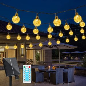 solar string lights outdoor, 60 led 36ft crystal globe lights with remote, 8 modes waterproof solar powered patio lights for weeding, garden, lawn, porch, yard, party, xmas, home decor (warm white)