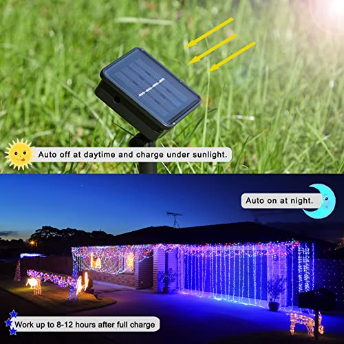 Hemasxing 2 Pack Solar String Lights Outdoor Waterproof 100 LED 33ft Multicolor Solar Fairy Lights 8 Modes Copper Wire Solar Powered Twinkle Lights for Garden Patio Yard Christmas Decoration…