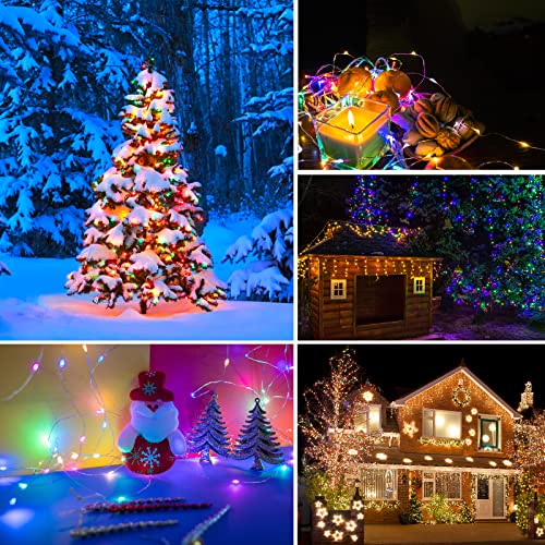 Hemasxing 2 Pack Solar String Lights Outdoor Waterproof 100 LED 33ft Multicolor Solar Fairy Lights 8 Modes Copper Wire Solar Powered Twinkle Lights for Garden Patio Yard Christmas Decoration…