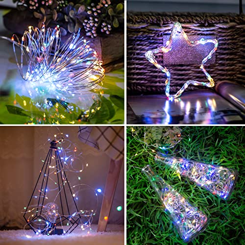 Hemasxing 2 Pack Solar String Lights Outdoor Waterproof 100 LED 33ft Multicolor Solar Fairy Lights 8 Modes Copper Wire Solar Powered Twinkle Lights for Garden Patio Yard Christmas Decoration…