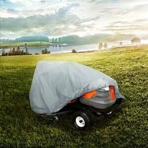 SEAZEN Waterproof Heavy Duty Lawn Mower Cover, UV and Dust Protection Lawn Tractor Cover, Universal Fit Garden Tractor Cover with Drawstring & Storage Bag