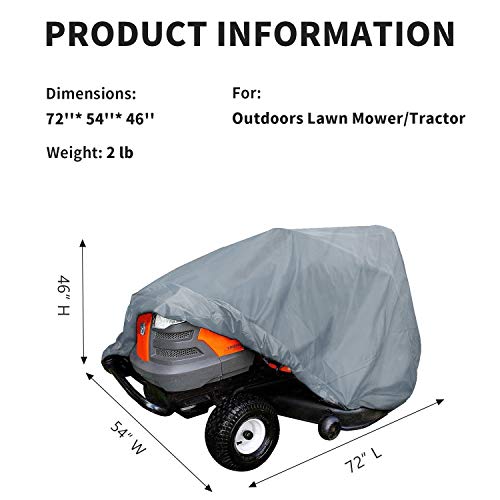 SEAZEN Waterproof Heavy Duty Lawn Mower Cover, UV and Dust Protection Lawn Tractor Cover, Universal Fit Garden Tractor Cover with Drawstring & Storage Bag