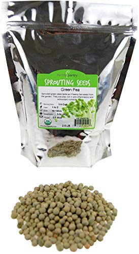 Certified Organic Dried Green Pea Sprouting Seed - 2.5 Lb - Handy Pantry Brand - Green Pea for Sprouts, Garden Planting, Cooking, Soup, Emergency Food Storage, Vegetable Gardening