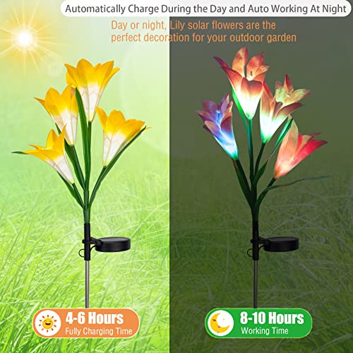 Solar Lily Flower Lights Outdoor Garden Waterproof Solar Flowers 7 Color Changing Powered Flower Lights for Garden Yard Decoration, 6 Pack Lily Solar Lights by TOPEMAI